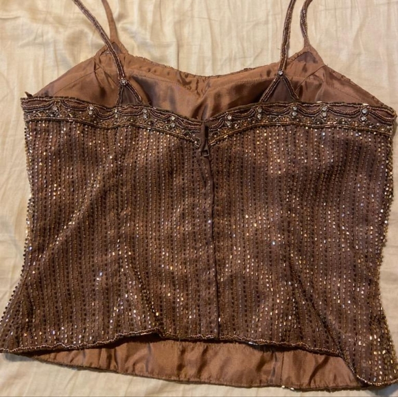 GORGEOUS beaded copper and brown two piece formal dress - Picture 6 of 8